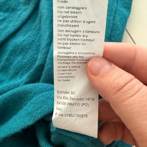 Hekla & Co. Italy Cashmere Wool Teal Bell Sleeve Ribbed Knit Sweater Luxury Chic - Picture 5 of 6